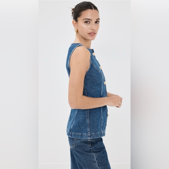 NWT Reformation Ophelia Denim Top in Keila Size 6 Vest - Picture 9 of 13